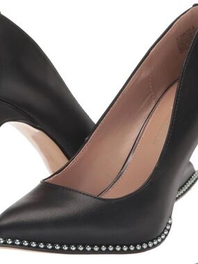 BCBGeneration Black Pointed Toe Heel with Silver Stud Trim